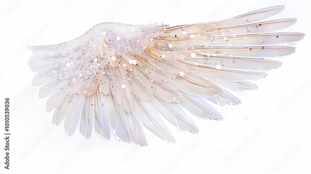 Ethereal wing design with delicate textures and a shimmering finish, evoking a sense of lightness and fantasy.