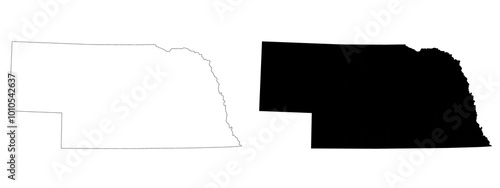 Nebraska administrative map, Nebraska outline and counties state map set - illustration version