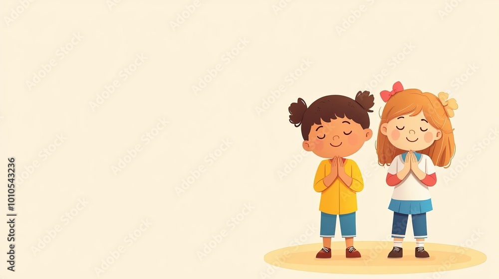 Two Young Girls Praying With Closed Eyes Two Young Girls Praying With Closed Eyes