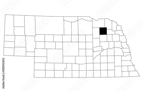 Map of Pierce County in Nebraska state on white background. single County map highlighted by black colour on Nebraska map. UNITED STATES, US photo