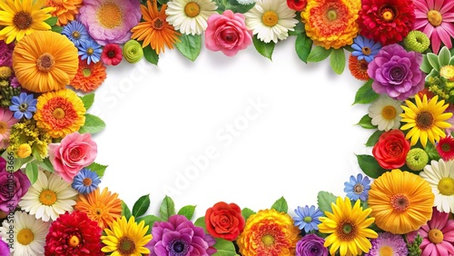 Flower frame border vivid color with copy space area