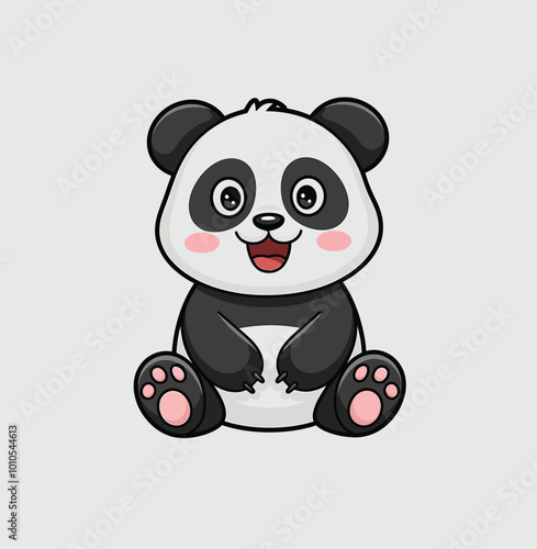 Cute Panda Laughing Cartoon Vector Icon Illustration