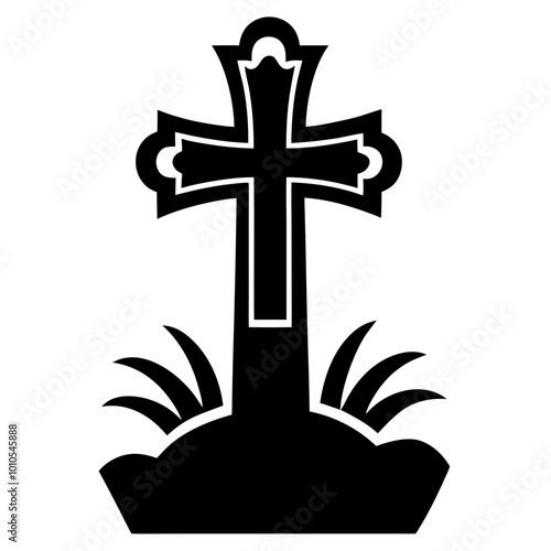 ghostly graveyard cross icon with Transparent Background Clipart