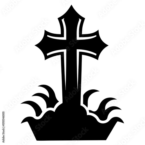 ghostly graveyard cross icon with Transparent Background Clipart