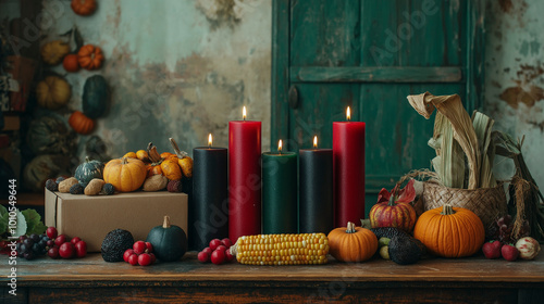 Kwanzaa Theme Background. African Holiday for the Whole Family photo