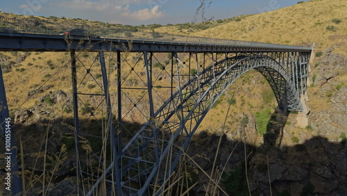 Stunning Requejo Iron Arch Bridge Over Duero River Canyon photo