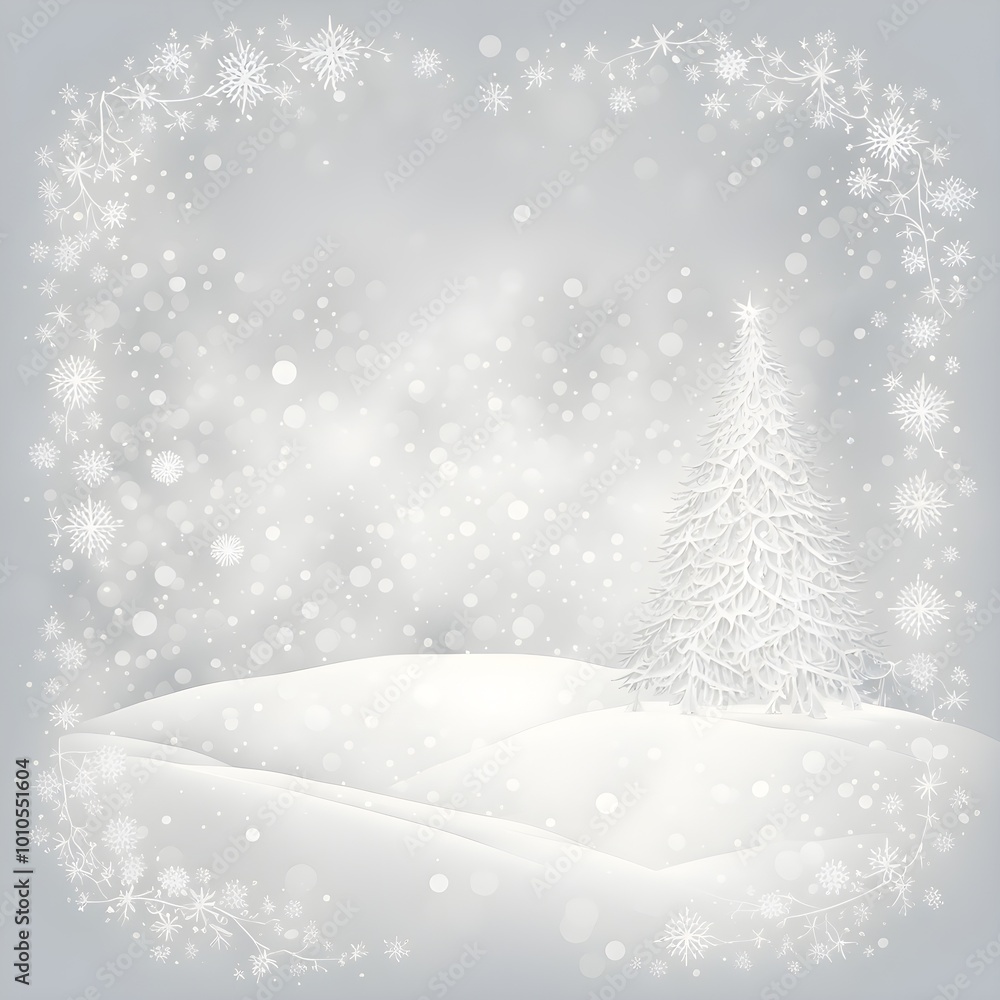 Abstract illustration of a Christmas card with delicate hand-drawn illustrations and empty space for text Abstract illustration of a Christmas card with delicate hand-drawn illustrations and empty space for text