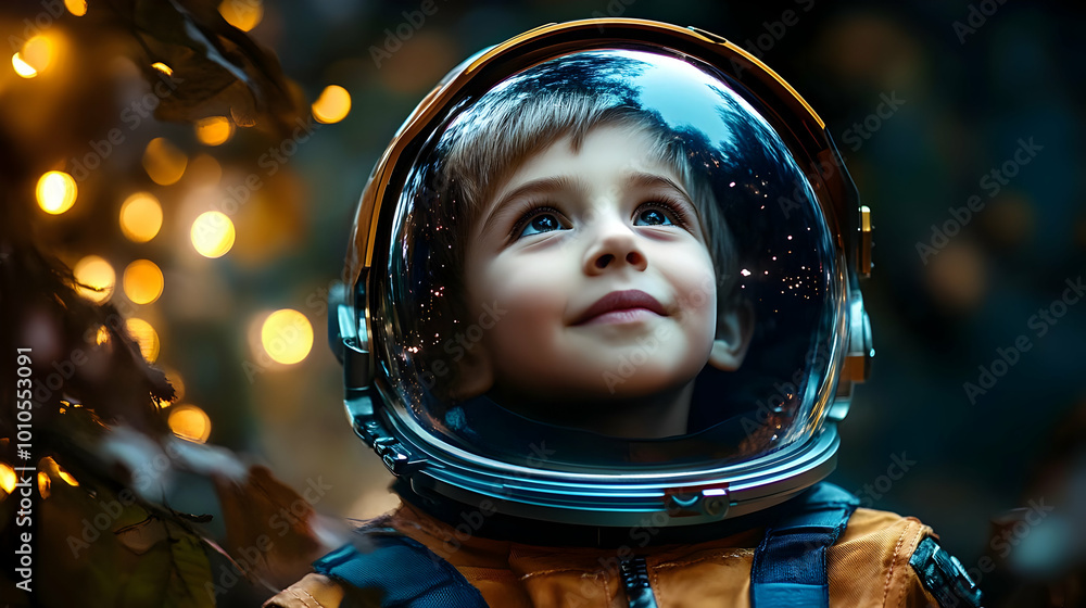 Young Astronaut Dreams of Space Exploration, Reaching for the Stars Young Astronaut Dreams of Space Exploration, Reaching for the Stars