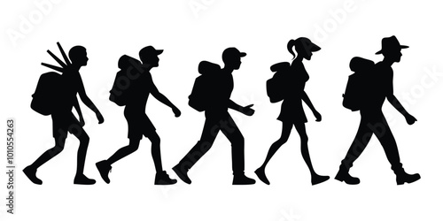 silhouettes of people, man, women, boy, girl