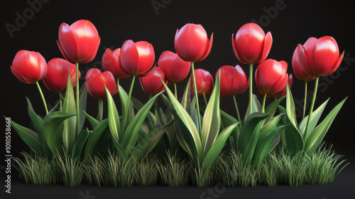 A bouquet of tulips arranged in an artistic and aesthetically pleasing manner. AI generate illustration