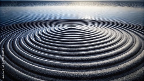 forced perspective abstract black sand ripples background in monochrome