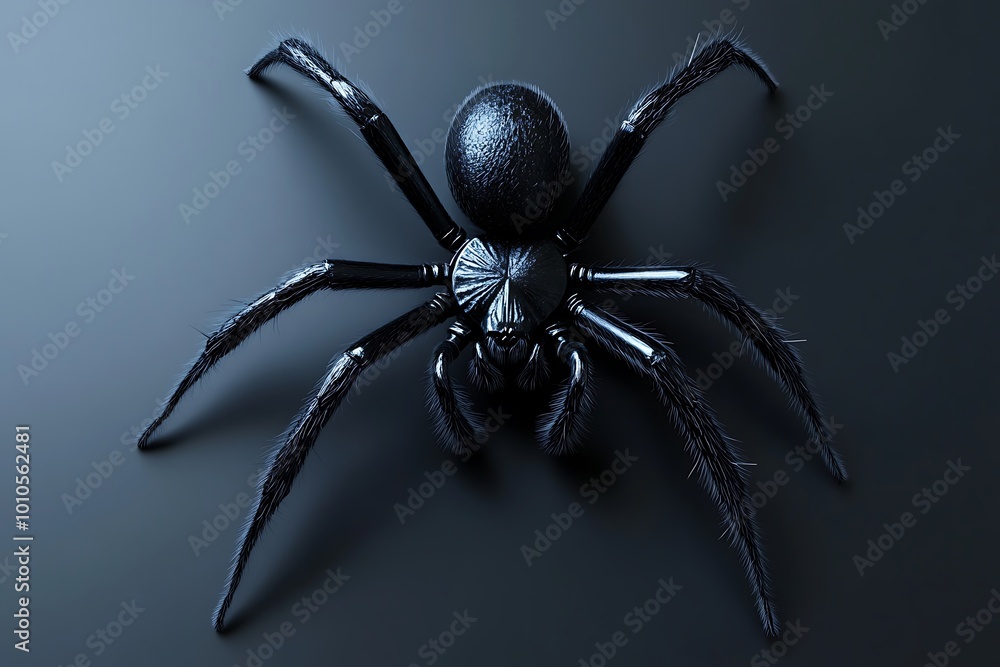 Obraz premium Realistic 3D black spider Ideal for adding a creepy Halloween vibe to advertisements or celebration concepts