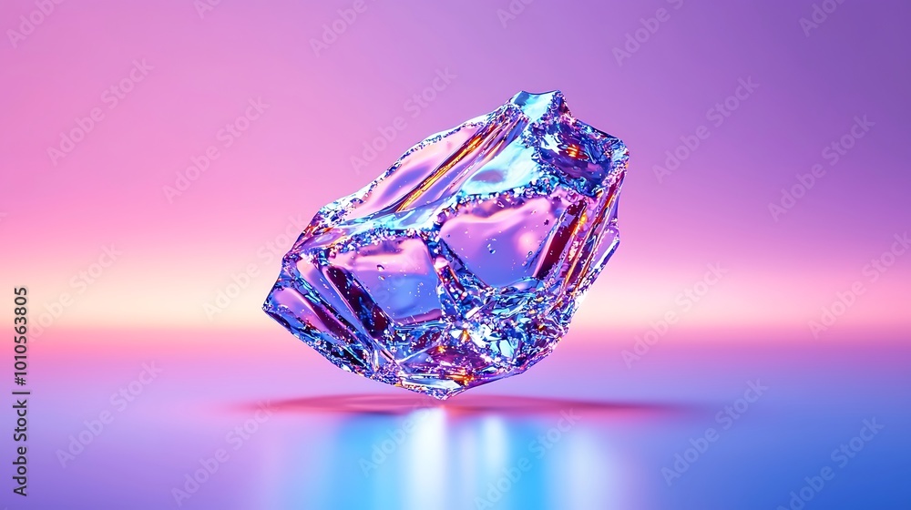 Abstract Crystal 3D Render Pink and Blue Gradient Background Abstract Crystal 3D Render Pink and Blue Gradient Background