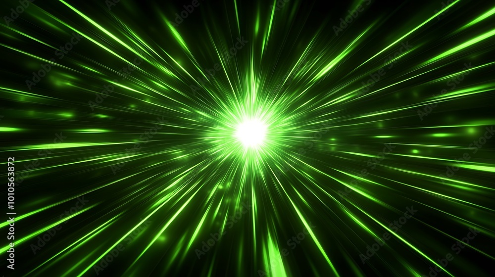 Abstract green light streaks converging on a bright white center, creating a dynamic and futuristic effect against a black background. Abstract green light streaks converging on a bright white center, creating a dynamic and futuristic effect against a black background.