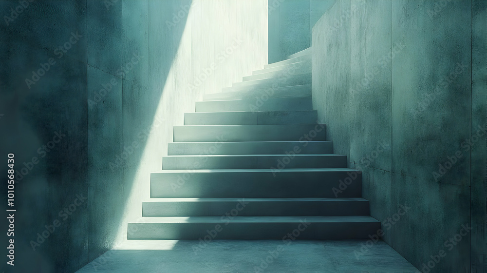 Abstract 3D Stairway Render - Light and Shadow in Minimalist Design Abstract 3D Stairway Render - Light and Shadow in Minimalist Design