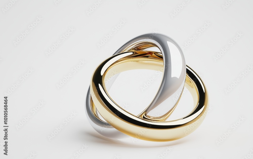 Two rings intertwined, symbolizing the promise of eternal love and partnership Two rings intertwined, symbolizing the promise of eternal love and partnership