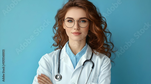 Confident Doctor Wearing Glasses and Stethoscope