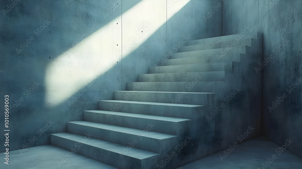 Concrete Stairs with Light Rays 3D Illustration Concrete Stairs with Light Rays 3D Illustration