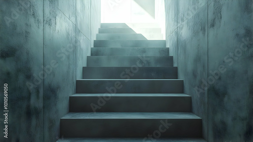 Concrete Staircase with Light at the End 3D Illustration