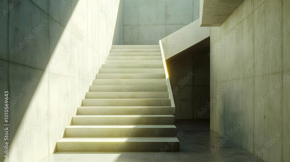Concrete Staircase with Light Rays 3D Illustration Concrete Staircase with Light Rays 3D Illustration