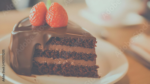 Chocolate Cake with Strawberries