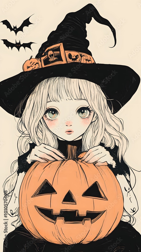 Charming Halloween Tattoo Design, playful ghosts, whimsical pumpkins, pastel hues, bold outlines, perfect for festive body art Charming Halloween Tattoo Design, playful ghosts, whimsical pumpkins, pastel hues, bold outlines, perfect for festive body art
