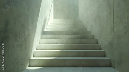 Concrete Staircase with Shadows  3D Render Illustration