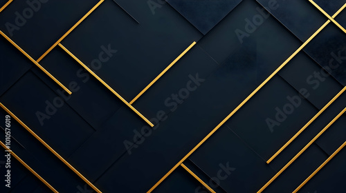 Abstract Gold Lines on Black Background