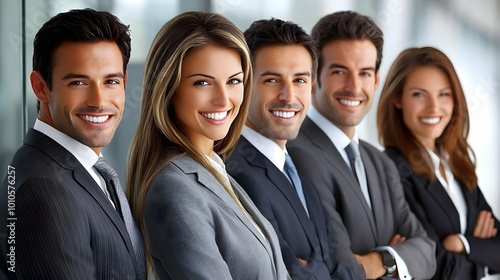 Smiling Business Professionals in Suits - Teamwork, Success, Corporate Culture