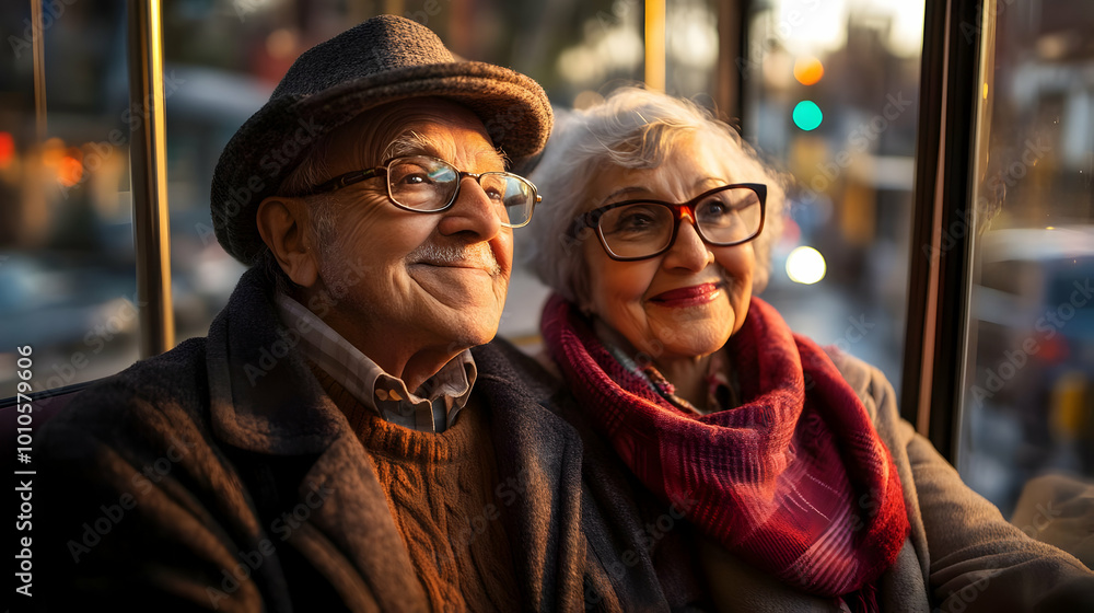 Elderly Couple Looking Out Window with Hope and Dreams Elderly Couple Looking Out Window with Hope and Dreams