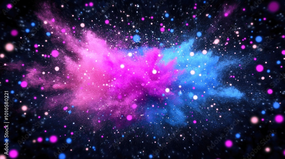 Fototapeta premium A dark, moody background with billowing plumes of pink, purple, and blue smoke, creating a mesmerizing effect.