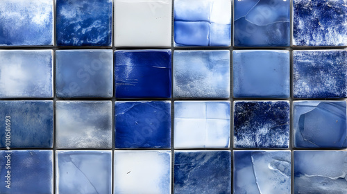 Blue and White Tile Mosaic Pattern