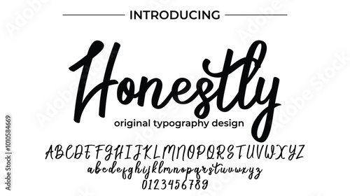 Honestly Font Stylish brush painted an uppercase vector letters, alphabet, typeface