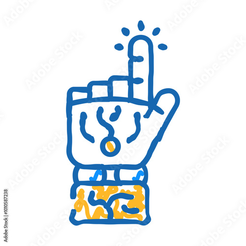 press click robot hand gesture doodle icon sketch vector. press click robot hand gesture sign. isolated symbol illustration