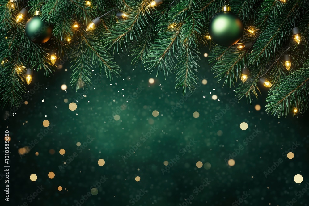 Fir or pine christmas and new year holiday green backdrop with generative ai Fir or pine christmas and new year holiday green backdrop with generative ai
