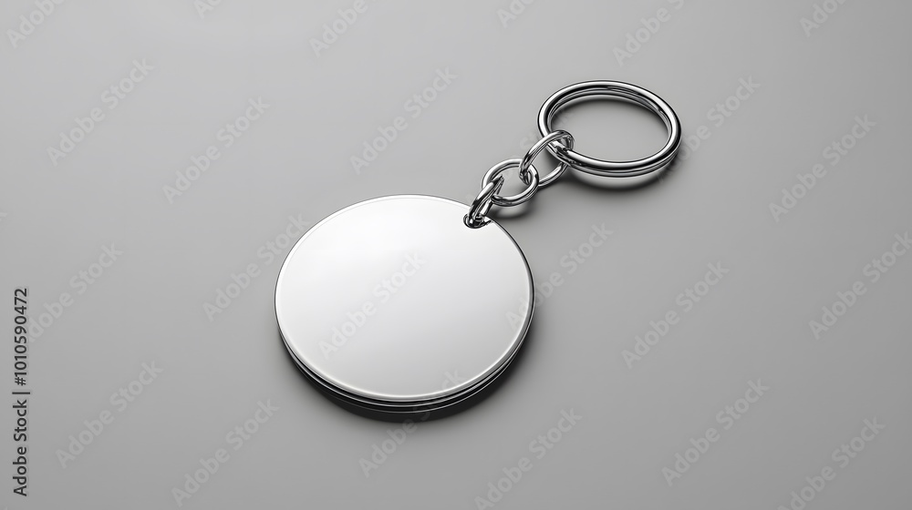 Round key chain mockup with white background Round key chain mockup with white background