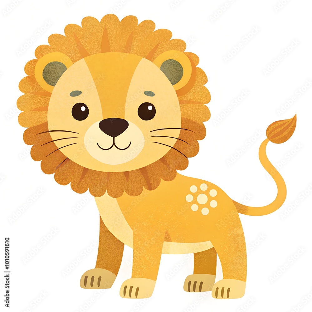 Obraz premium Baby lion cartoon illustration isolated on white background 