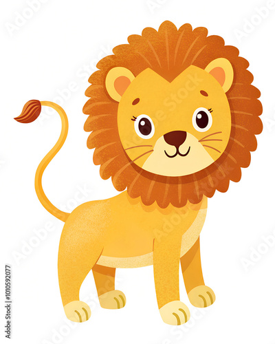 Baby lion cartoon illustration isolated on white background 