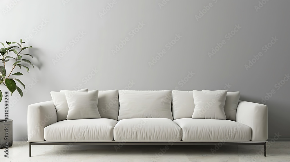 Modern living room with comfortable sofa and empty wall Modern living room with comfortable sofa and empty wall