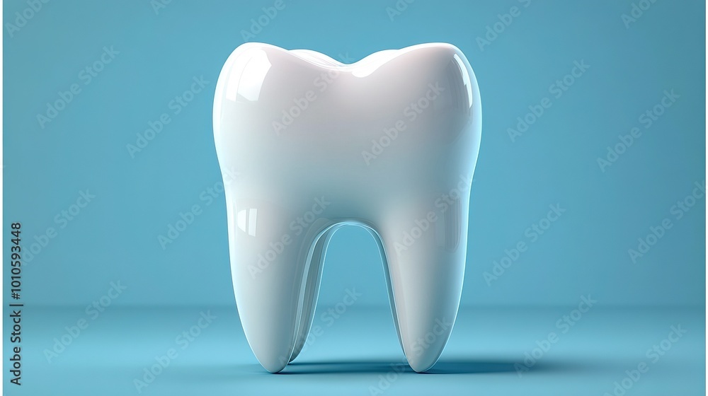 Dental inspection banner or poster featuring a 3D realistic tooth icon Dental inspection banner or poster featuring a 3D realistic tooth icon