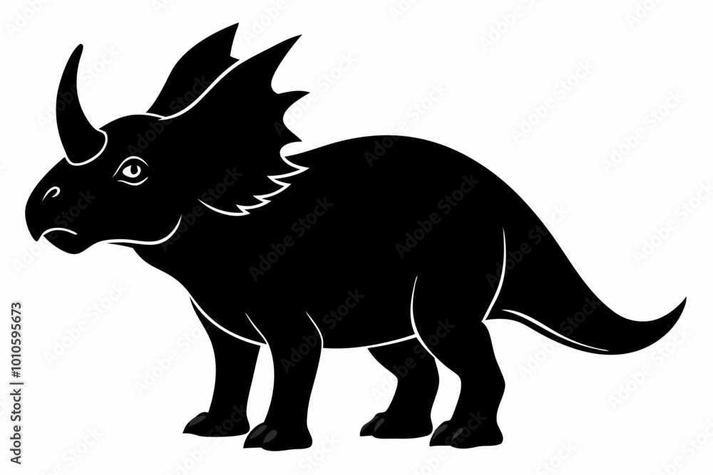 Fototapeta premium triceratops silhouette vector, dinosaur silhouette