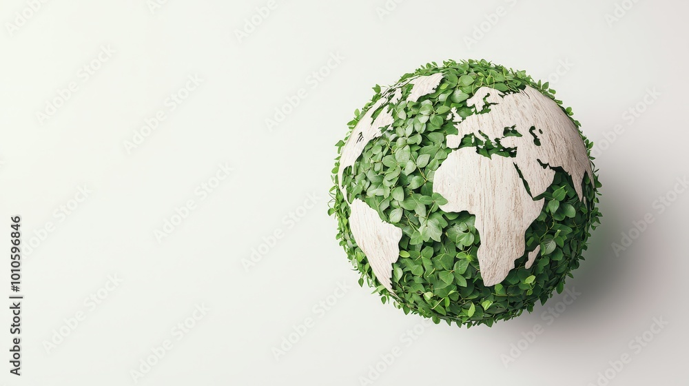 Eco Friendly Globe Icon With Green Leaves and Vines Eco Friendly Globe Icon With Green Leaves and Vines