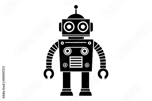 Retro Robot Silhouette in Vintage Style Design