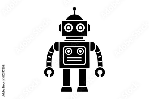 Retro Robot Silhouette in Vintage Style Design