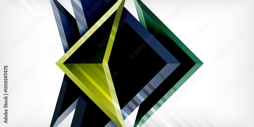 Arrows with 3d effect abstract background. Triangles on light grey backdrop Arrows with 3d effect abstract background. Triangles on light grey backdrop