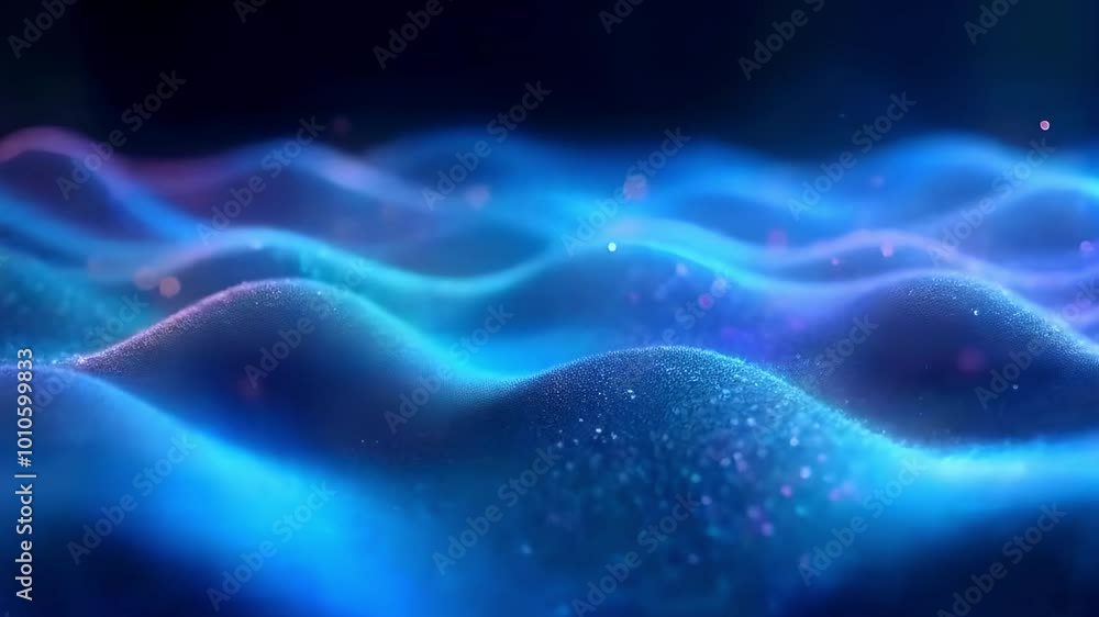 Vibrant Particle Wave Flowing in Digital Space. Abstract flowing smooth particles waves background. Digital network. Big data. Seamless loop animation Vibrant Particle Wave Flowing in Digital Space. Abstract flowing smooth particles waves background. Digital network. Big data. Seamless loop animation