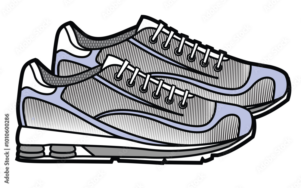 Walking shoes technical drawing vector template Walking shoes technical drawing vector template