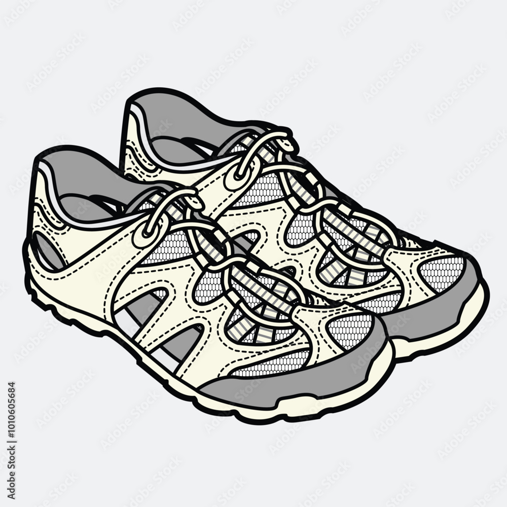 Sport sandals vector template technical drawing Sport sandals vector template technical drawing