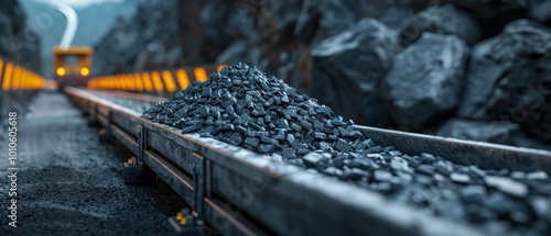 Conveyor Belts Transporting Minerals Through Industrial Area