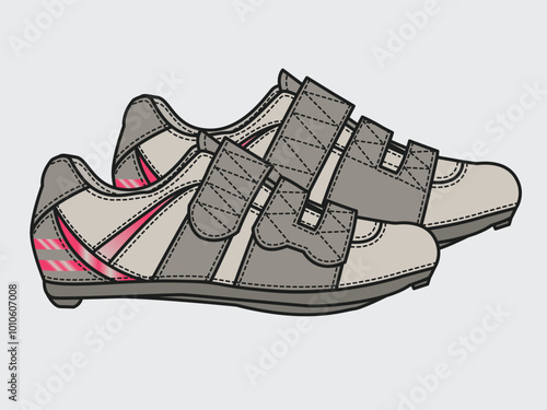 Ladies velcro shoes vector mockup template